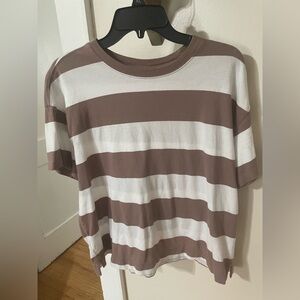 Old Navy Brown and White Striped Vintage Tee!